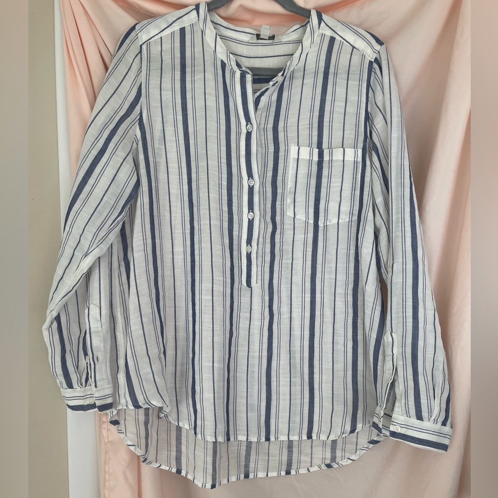 Lucky Brand striped somewhat see through blouse size L Los Angeles CA